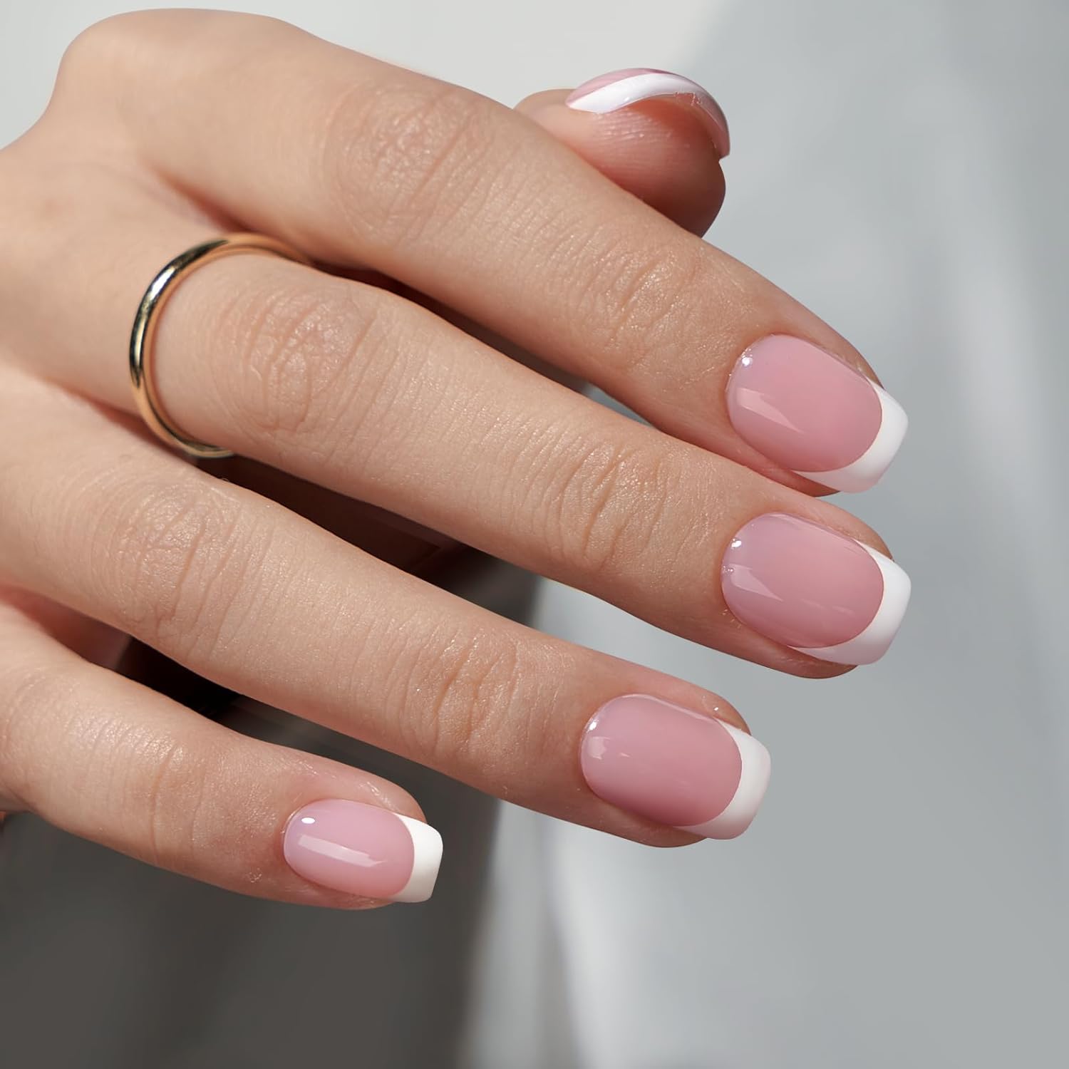 Nail Art France - 24개 짧은 사각형 화이트 프랑스 풀커버