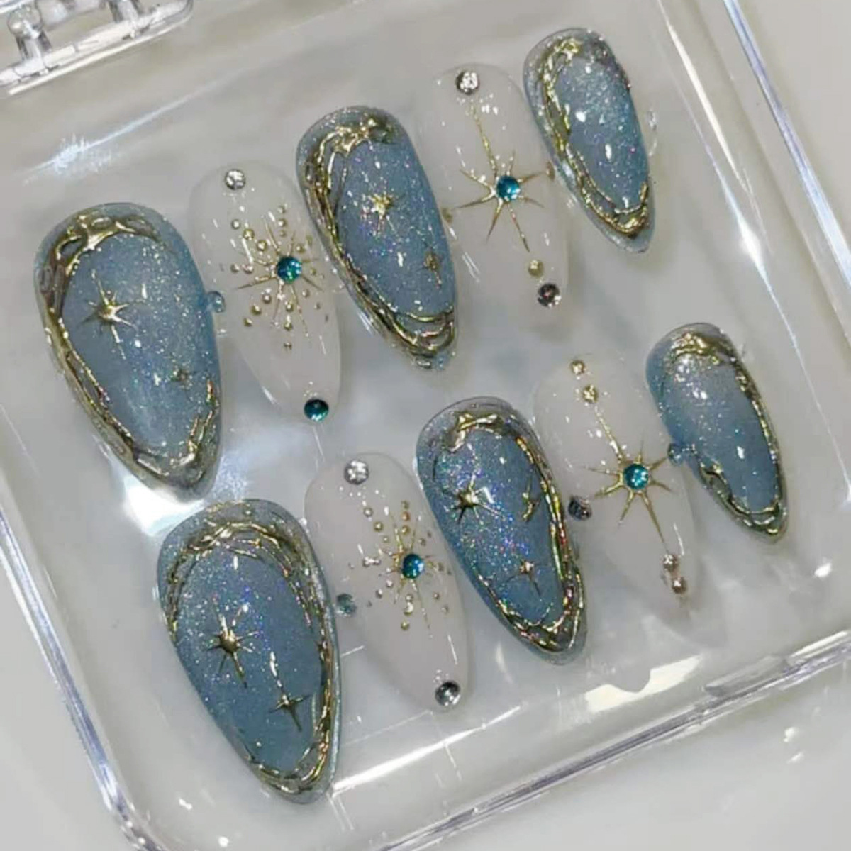 Nail Art Overlay - 24개 금박 스타라이트 스틱온 네일아트 글리터