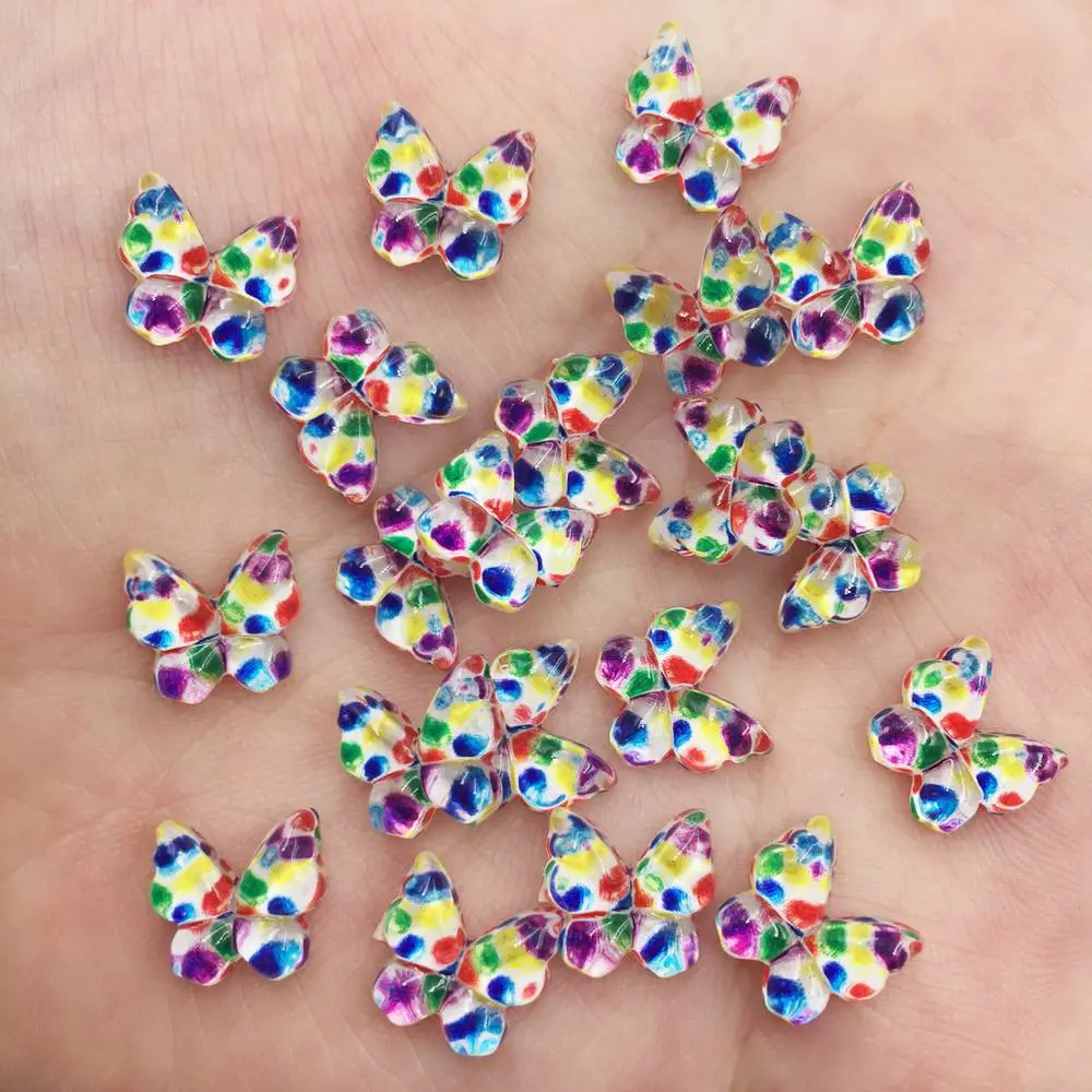 수지 반짝이 다채로운 10mm 카와이 미니 나비 플랫  - Nail Art Overlay 리뷰 및 가격