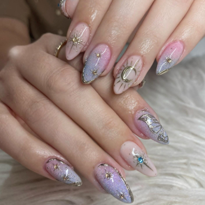 24개 금박 스타라이트 스틱온 네일아트 글리터 라인스톤 - Nail Art Overlay 리뷰 및 가격