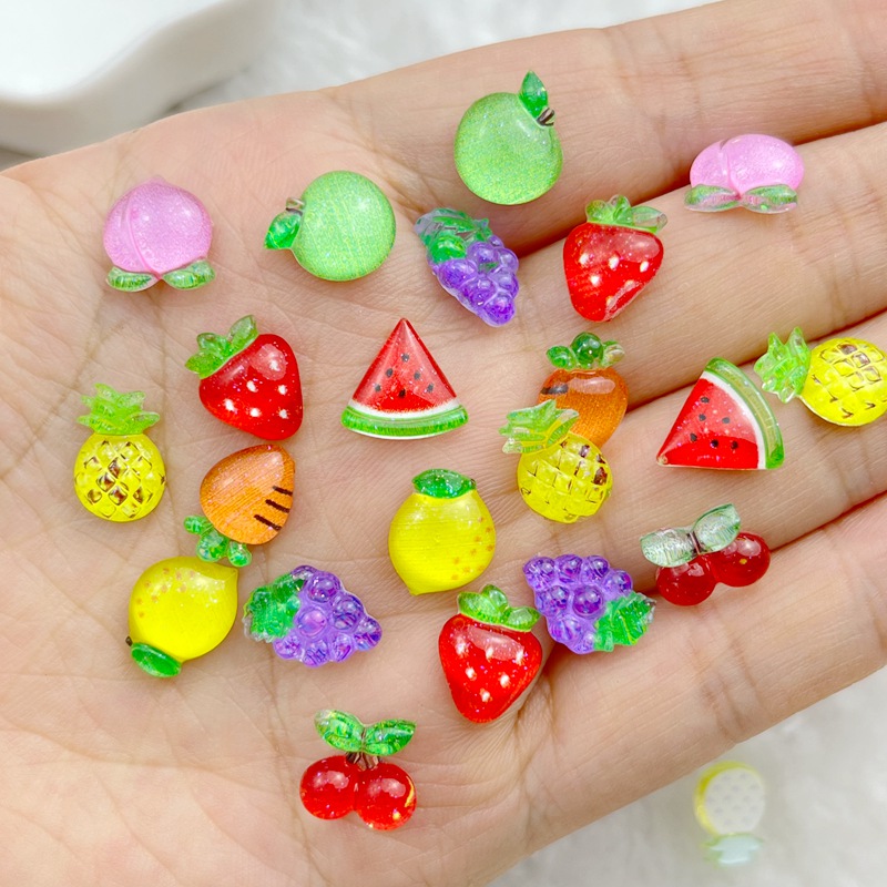50pcs 수지 다채로운 반짝이 사과 포도 체리 무 과 - Nail Art Overlay 리뷰 및 가격
