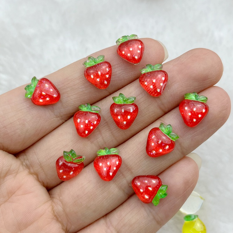 50pcs 수지 다채로운 반짝이 사과 포도 체리 무 과 - Nail Art Overlay 리뷰 및 가격