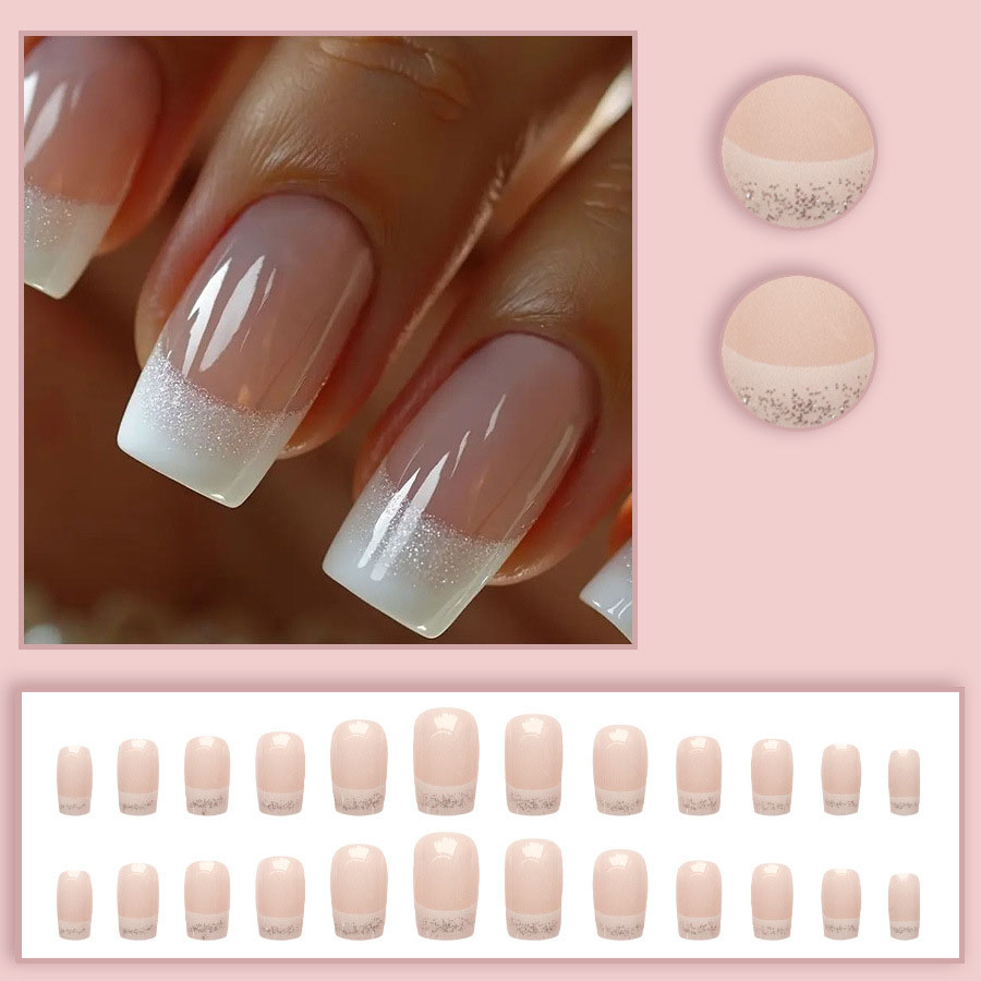24개/세트 여성용 중간 사이즈 사각형 가짜 손톱, 누 - Nail Art Overlay 리뷰 및 가격