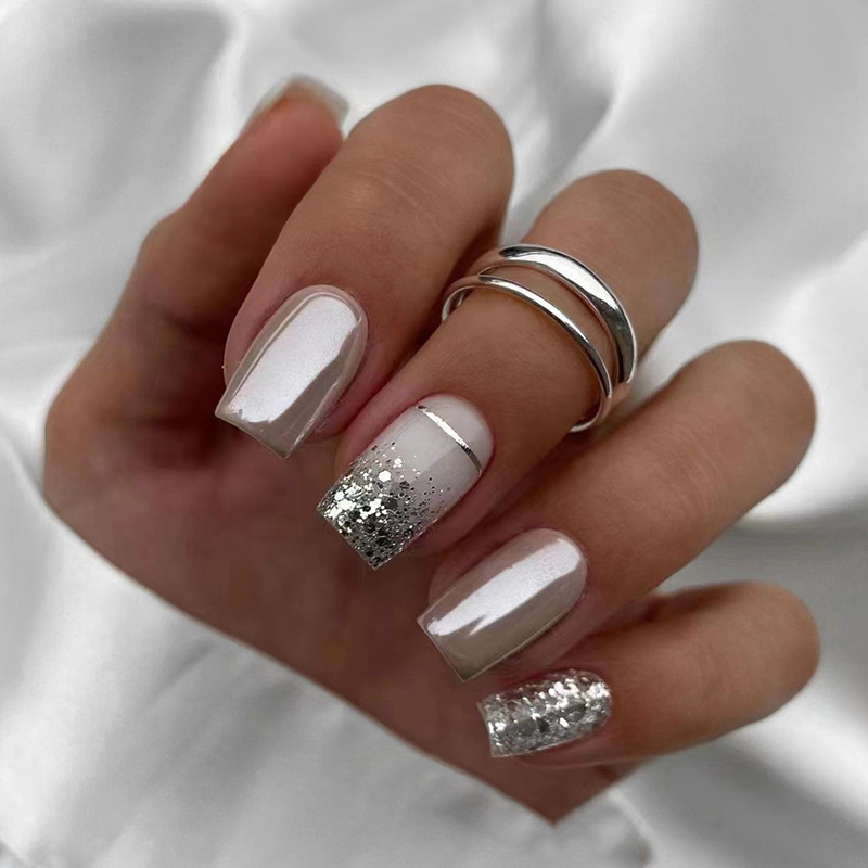 여성용 짧은 사각형 가짜 손톱, 광택 있는 갈색 팁,  - Nail Art Overlay 리뷰 및 가격