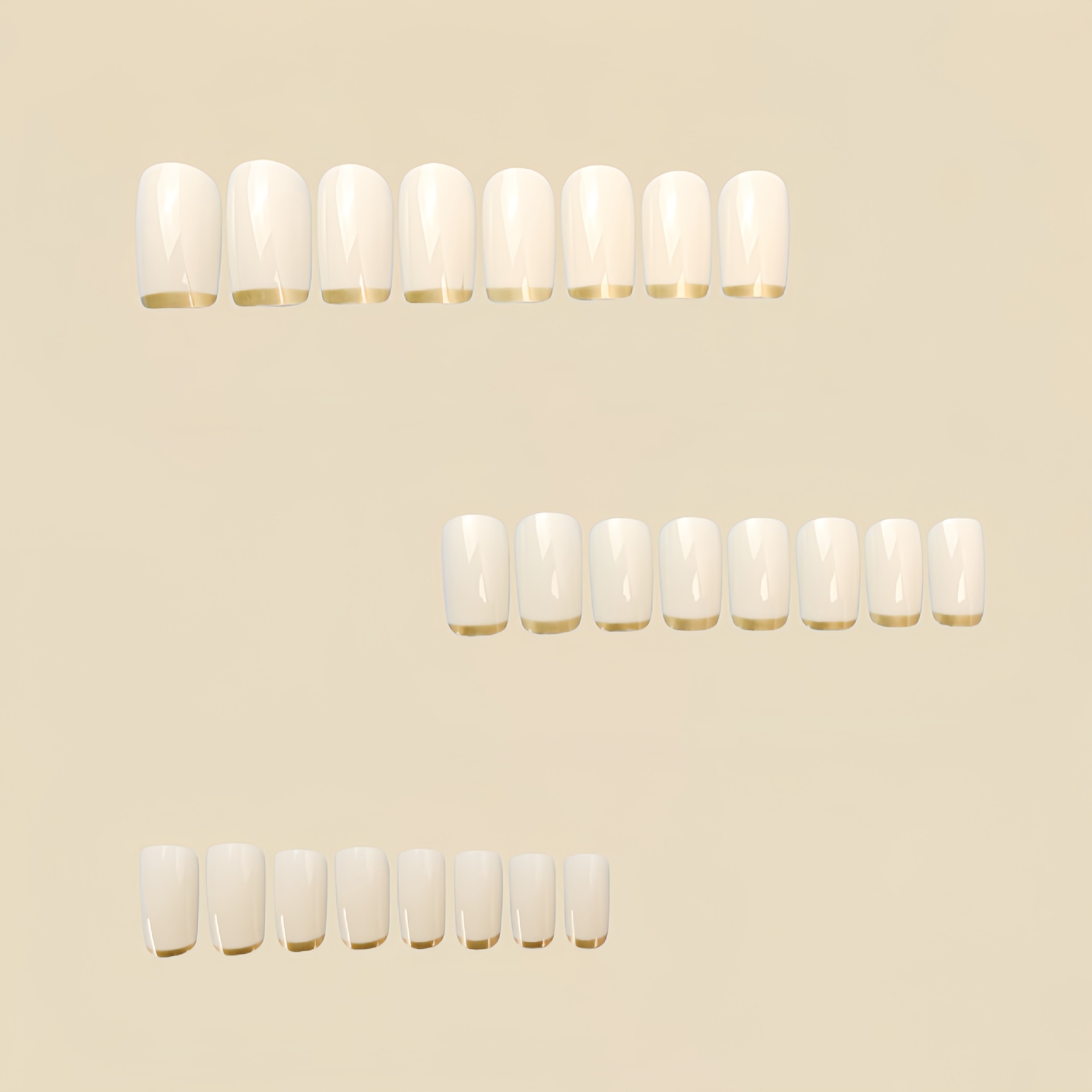 여성용 중간 사이즈 가짜 손톱 베이지 크림색 흰색 사각 - Nail Art Overlay 리뷰 및 가격