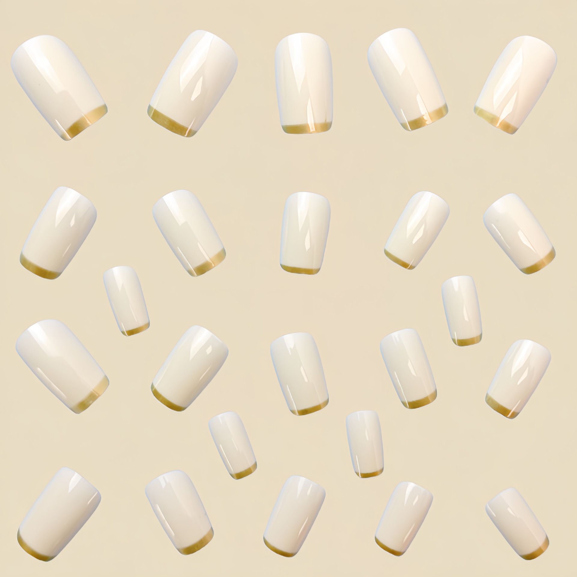 여성용 중간 사이즈 가짜 손톱 베이지 크림색 흰색 사각 - Nail Art Overlay 리뷰 및 가격