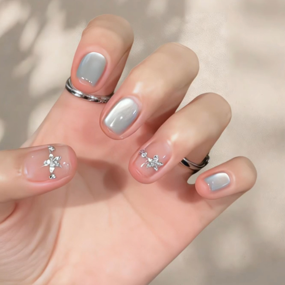 24개입 캣츠아이 심플 글리터 네일 팁 다이아몬드 꽃  - Nail Art Overlay 리뷰 및 가격
