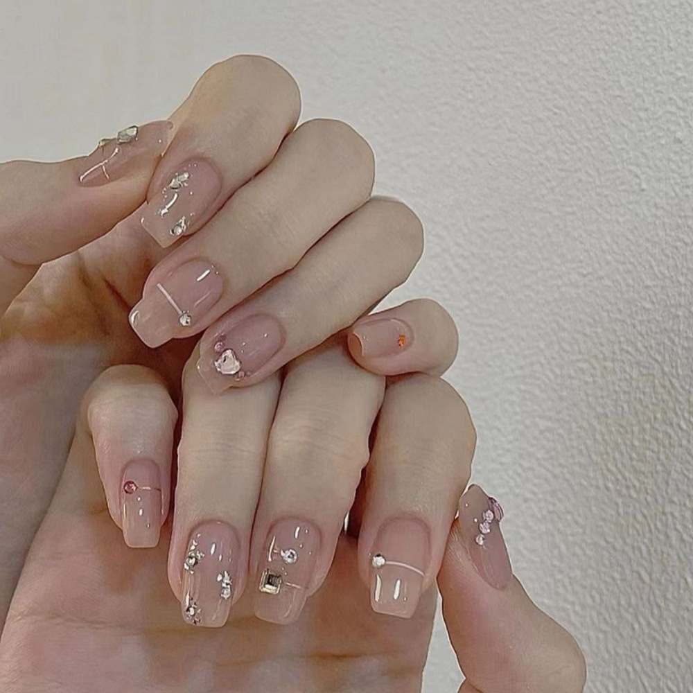 24개입 캣츠아이 심플 글리터 네일 팁 다이아몬드 꽃  - Nail Art Overlay 리뷰 및 가격