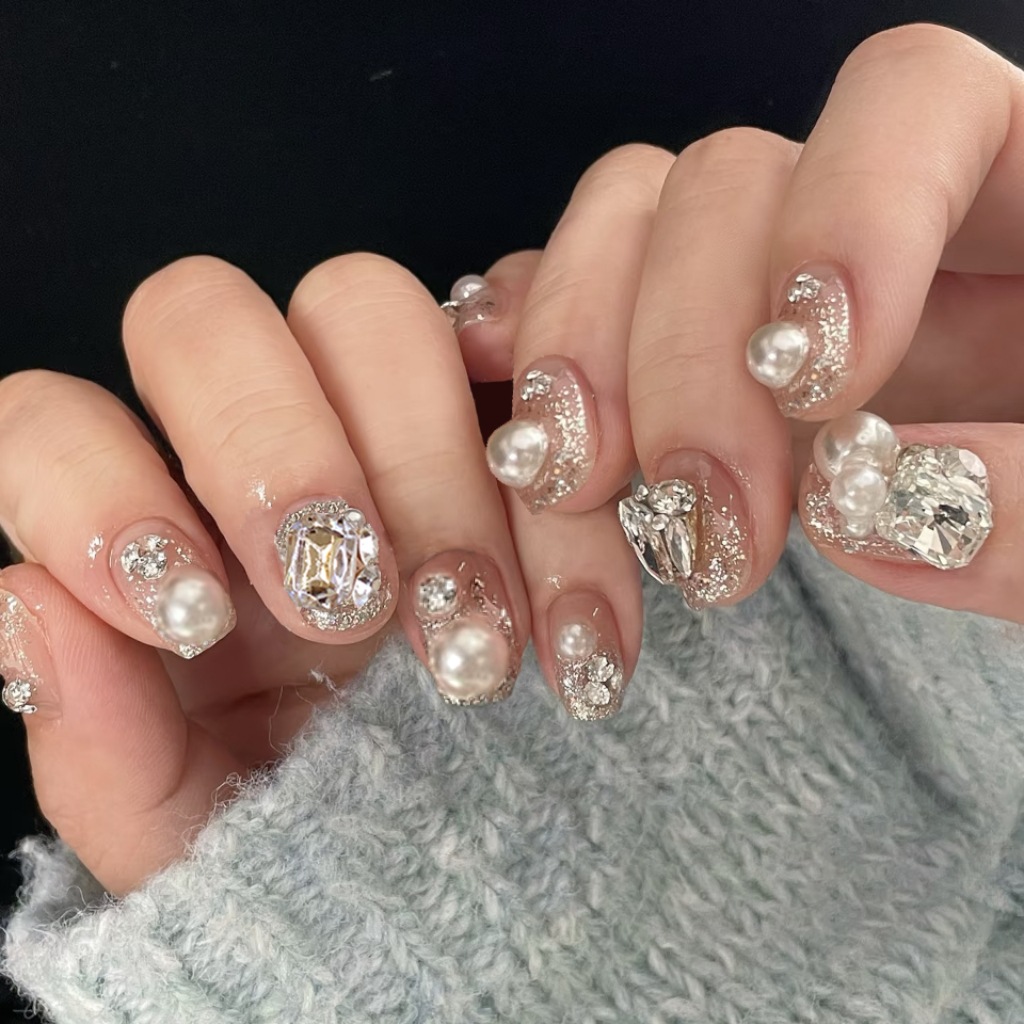 24개입 캣츠아이 심플 글리터 네일 팁 다이아몬드 꽃  - Nail Art Overlay 리뷰 및 가격