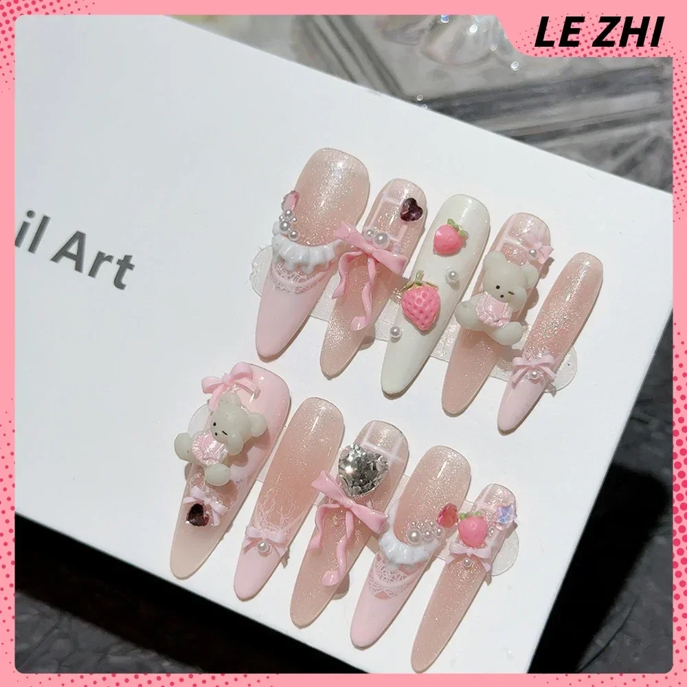 10Pcs 긴 관 스틸레토 리틀 베어 손톱에 귀여운 프 - Nail Art France 리뷰 및 가격