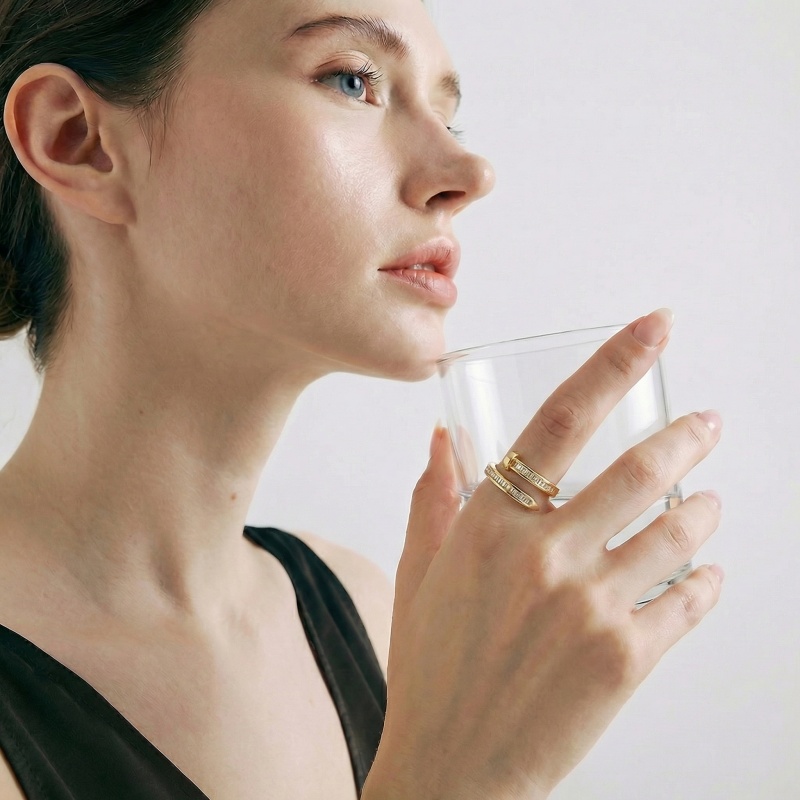 우아한 더블 밴드 바게트 큐빅 지르코니아 반지, 플래티 - Nail Art France 리뷰 및 가격